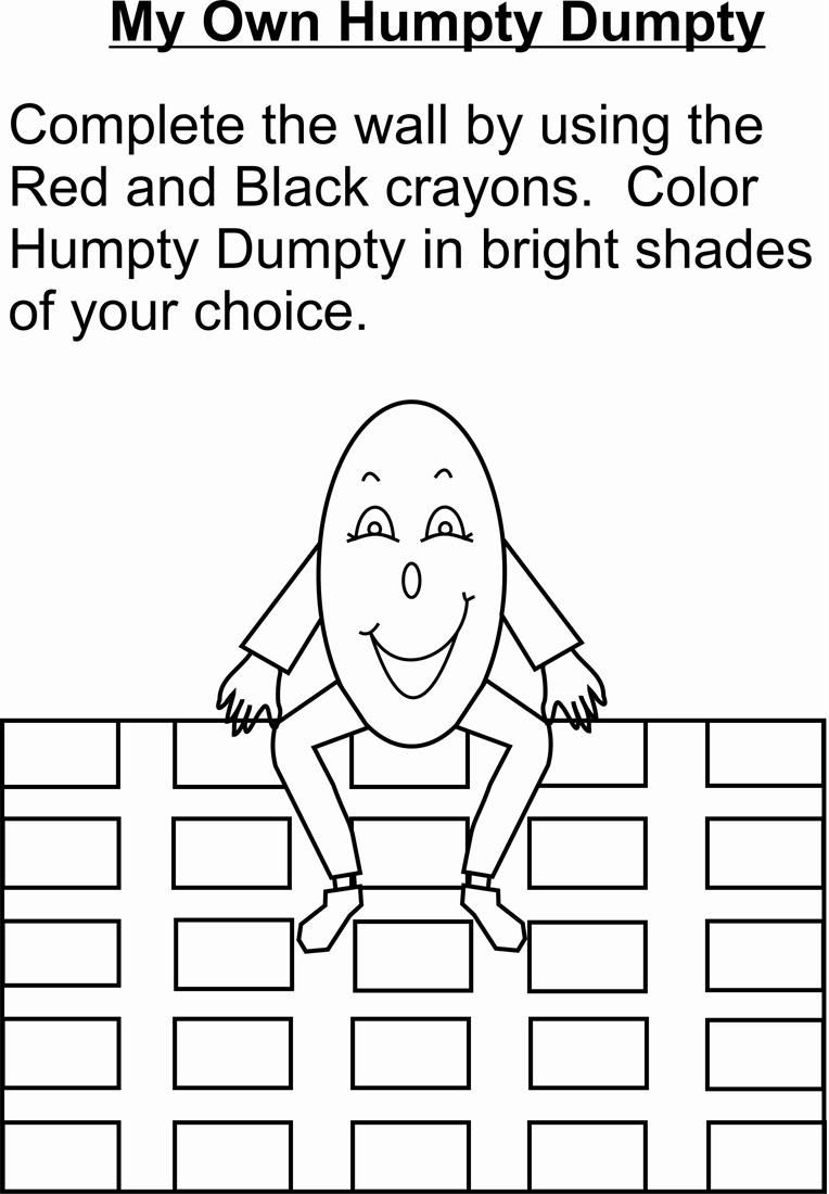 Humpty Dumpty coloring page printable for kids worksheets for teachers, free worksheets, multiplication, and printable worksheets Humpty Dumpty Worksheet 1100 x 764
