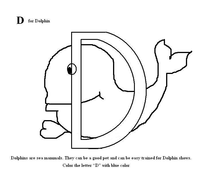 Letter D coloring printable page for kids