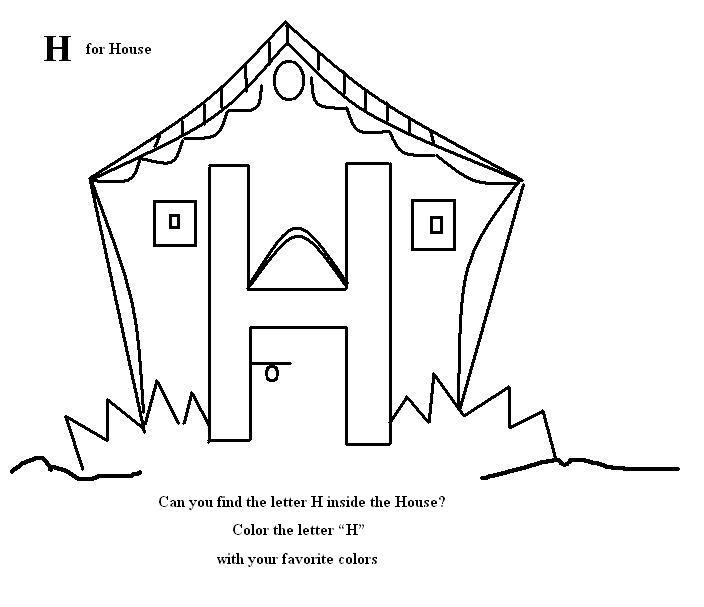 Letter H coloring printable page for kids