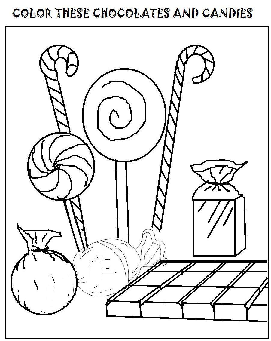 chocolates and candies coloring page for kids