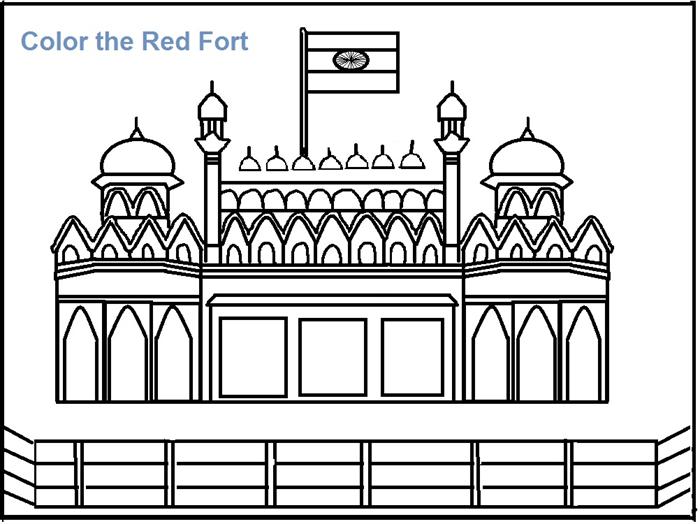 Red Fort coloring printable page for kids