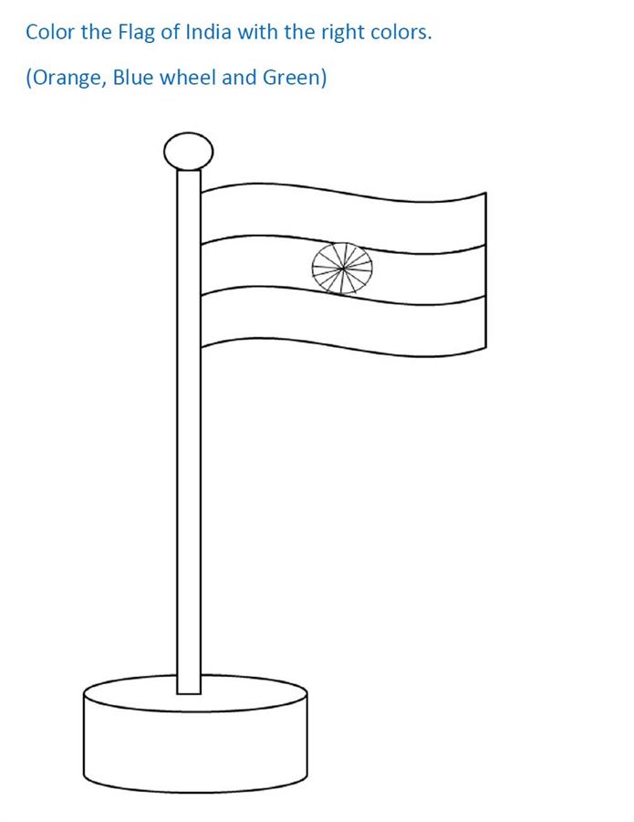 Download national flag of India printable coloring worksheets for kids