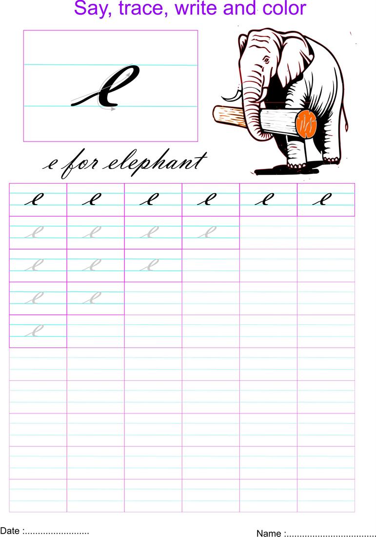 worksheet Letter E Worksheet cursive small letter e worksheet