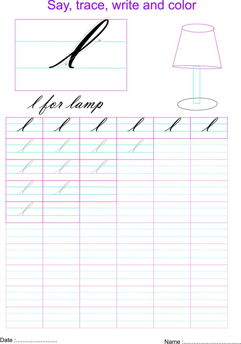 worksheet Letter L Worksheets cursive small letter l worksheet