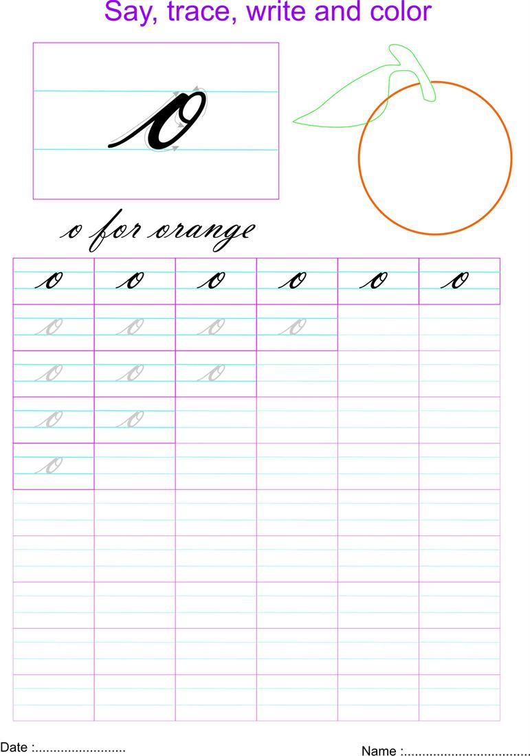 worksheet O In Cursive cursive small letter o worksheet