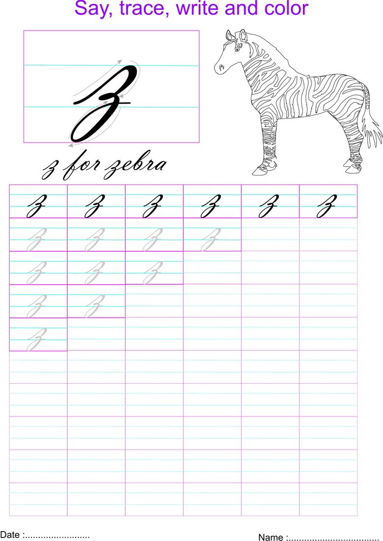 worksheet Letter Z Worksheet cursive small letter z worksheet