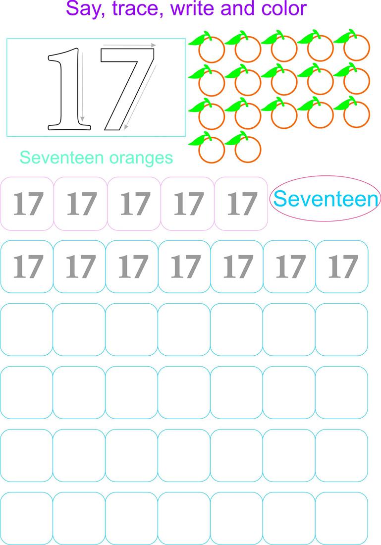 Worksheets Number 17 Worksheet number writing worksheet 17 17