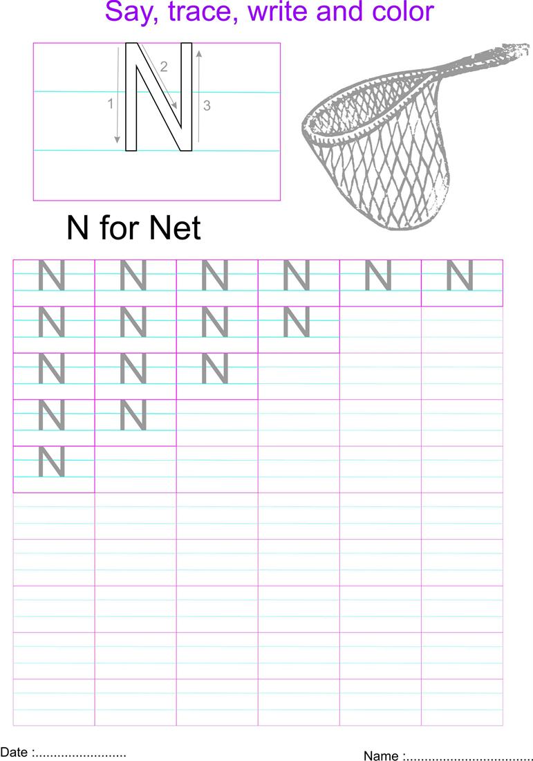 worksheet Letter N Worksheets english capital letter n worksheet