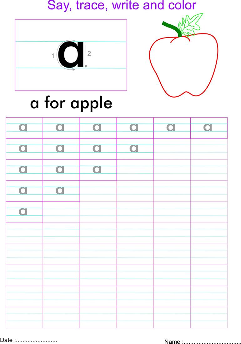 worksheet A Worksheet english small letter a worksheet