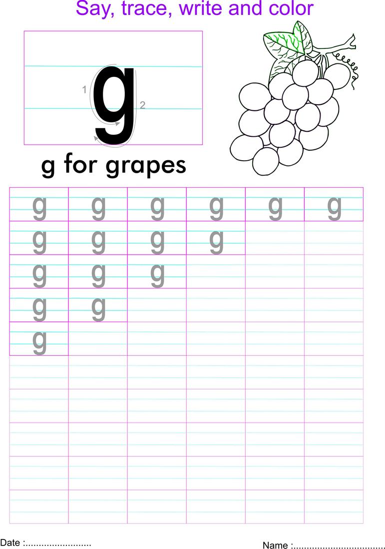 english small letter g worksheet letter g worksheet