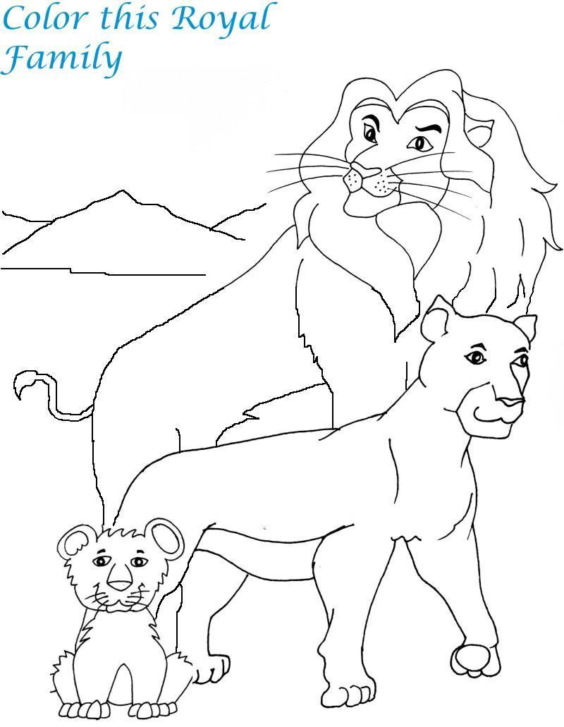 Lion family printable coloring page for kids 6
