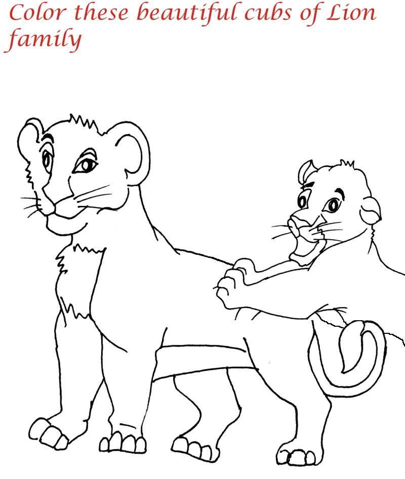 Lion family printable coloring page for kids 7