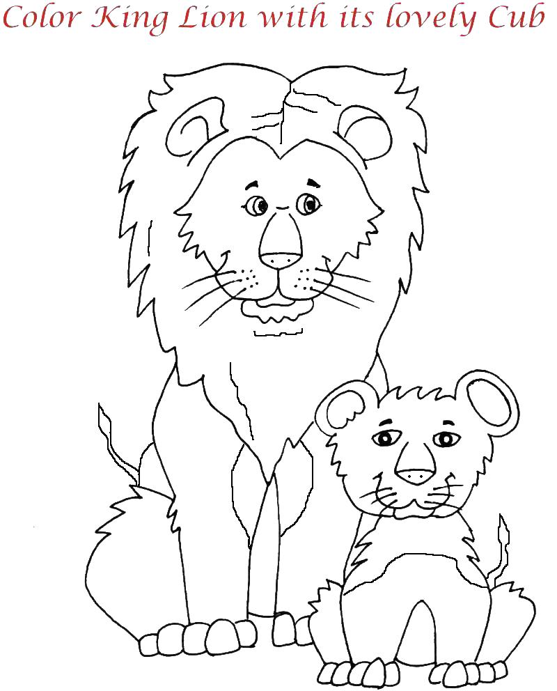 Lion family printable coloring page for kids 11
