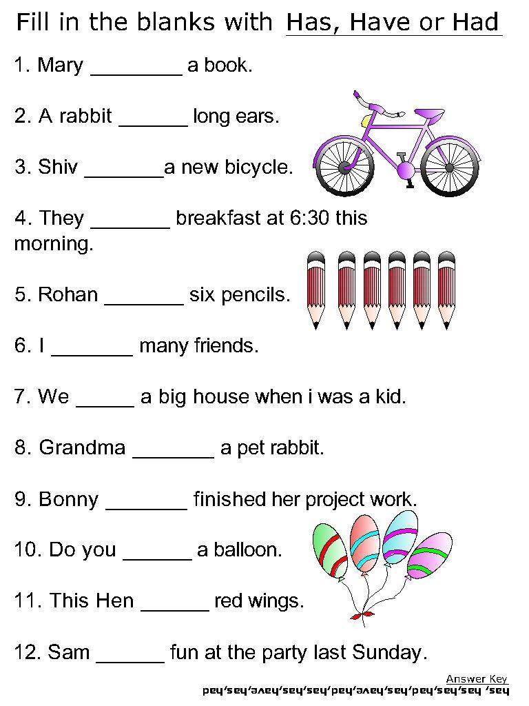 Verb Have Has Worksheet