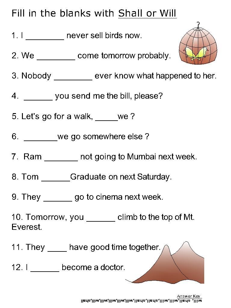 Helping Verb Worksheets For Will Shall