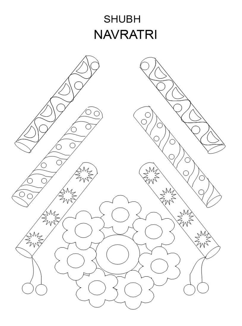 Dandiya printable coloring page for kids 3069 2639 Navratri4