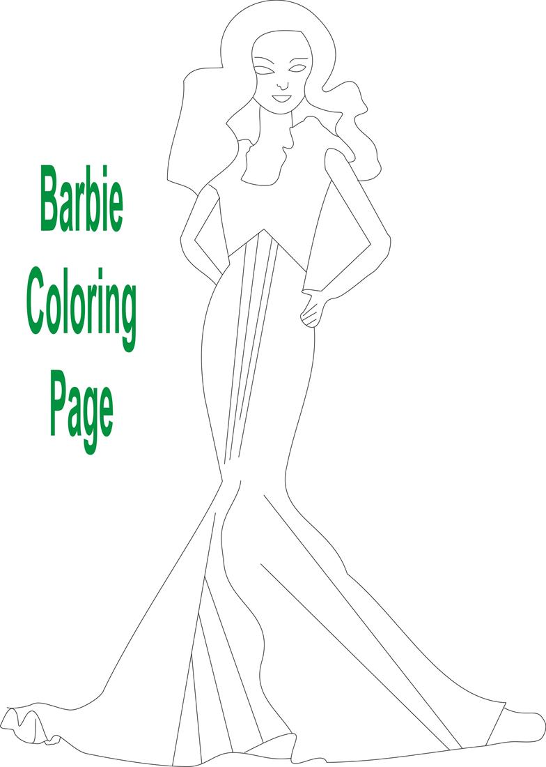 Barbie printable coloring page for kids 1