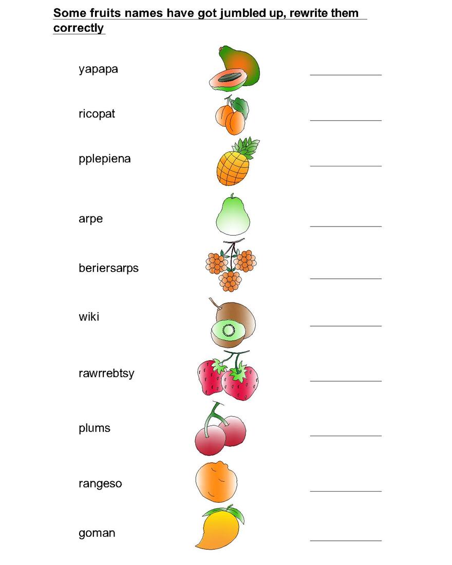 Free Fruit Worksheet