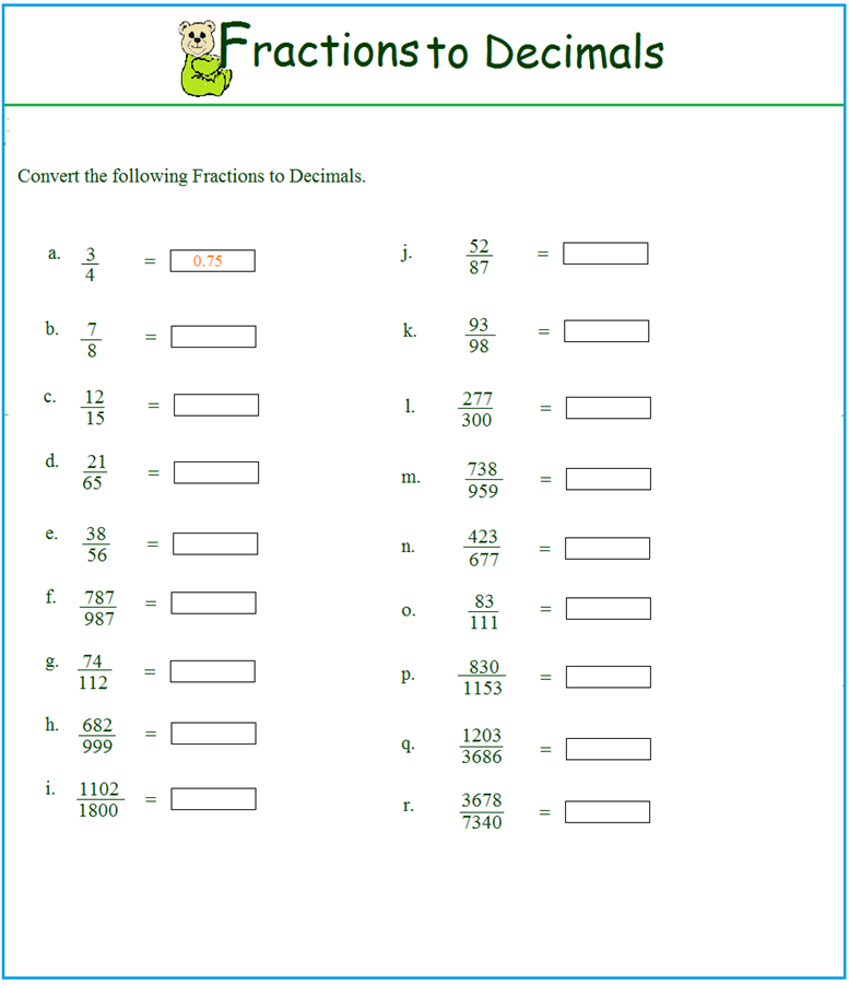 worksheet-on-fraction-to-decimal