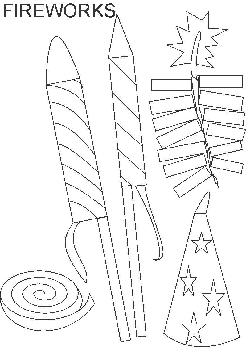 fireworks and crackers coloring page