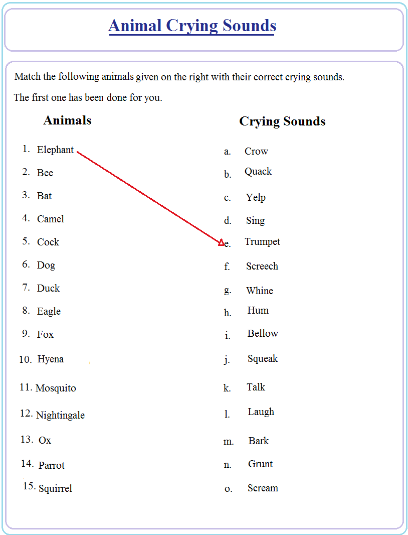 Practise sheet on crying sounds part 2