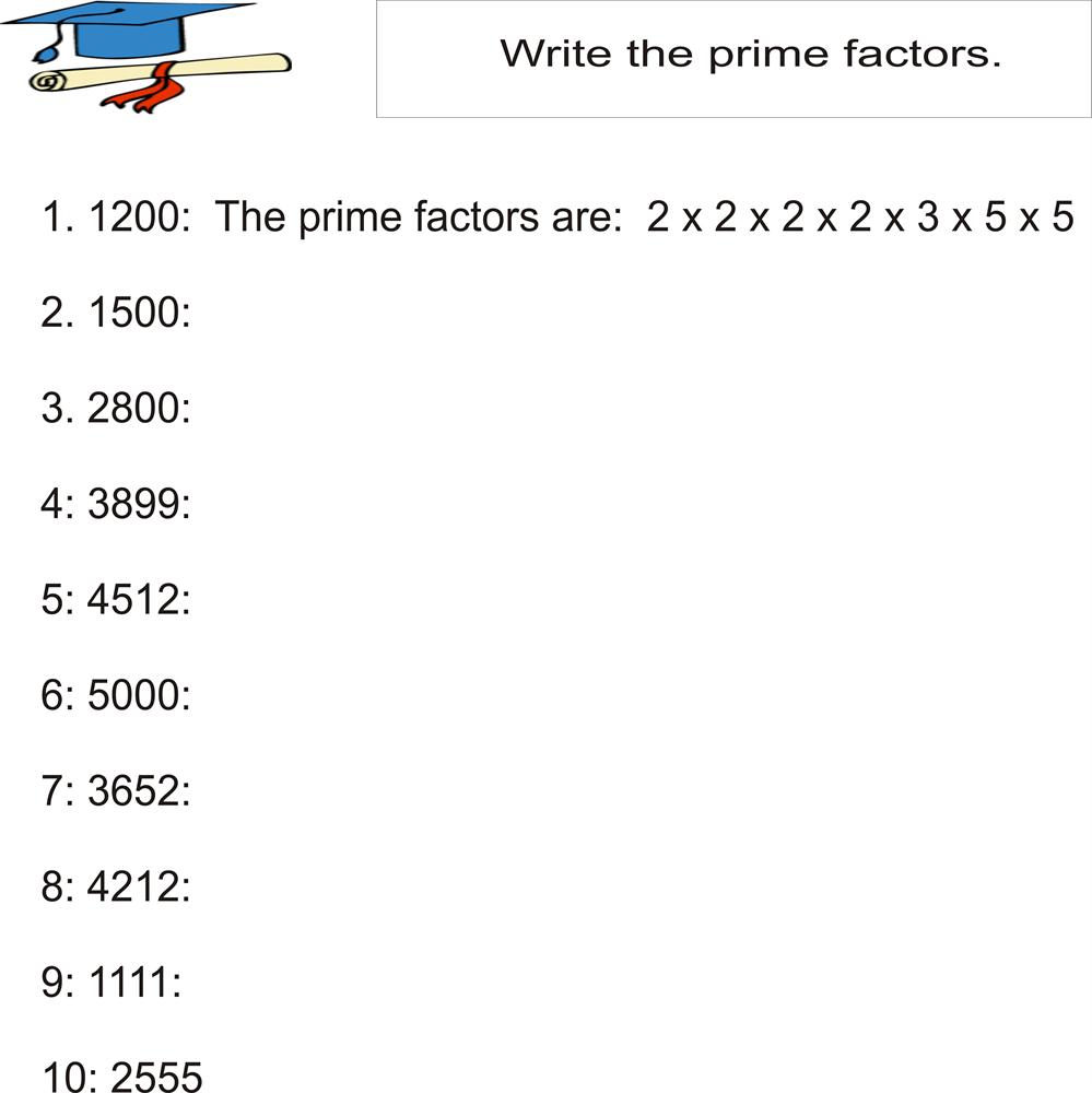 worksheet Prime Factorization Worksheet prime factors of the four digit numbers