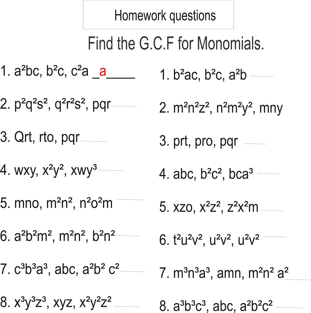 homework help factoring worksheets for teachers, worksheets, education, alphabet worksheets, printable worksheets, and free worksheets Factoring Monomials Worksheets 1000 x 991