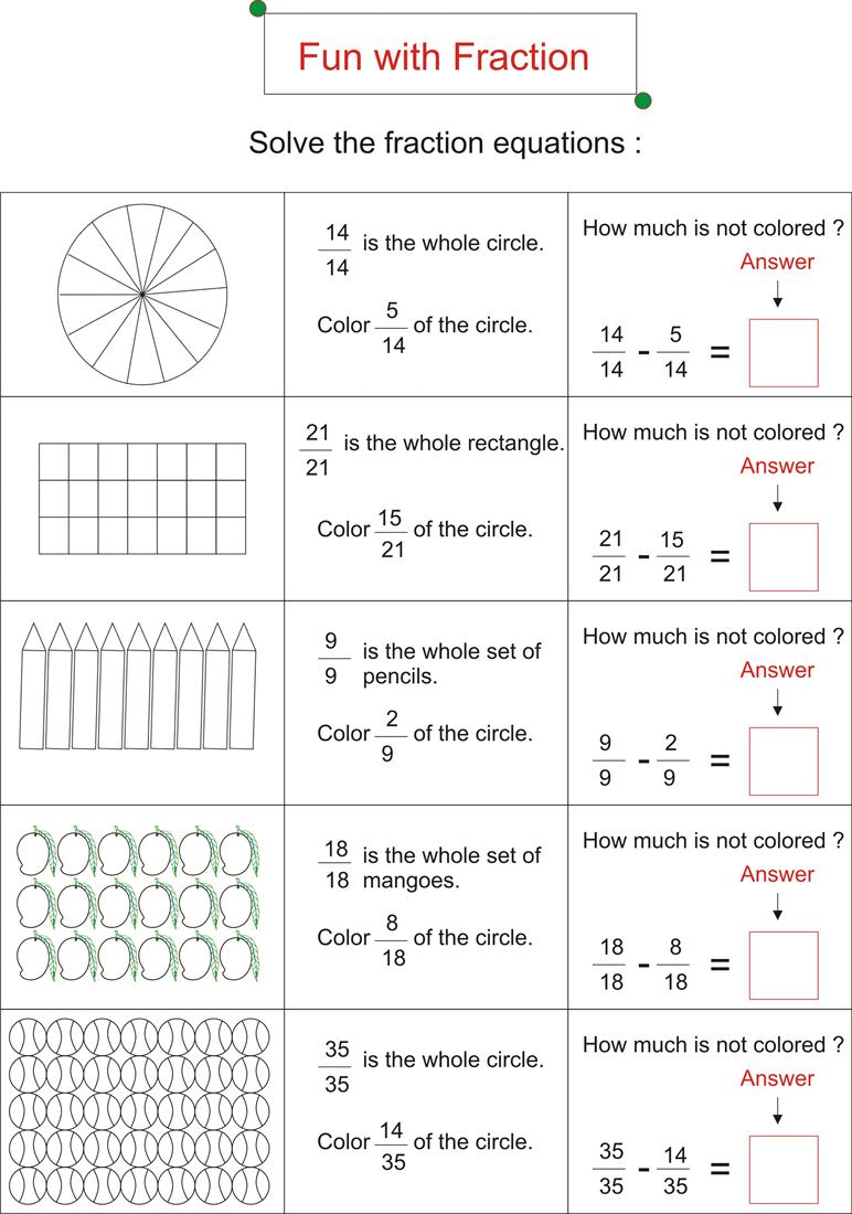 worksheet Fun Fraction Worksheets fraction is fun page 5