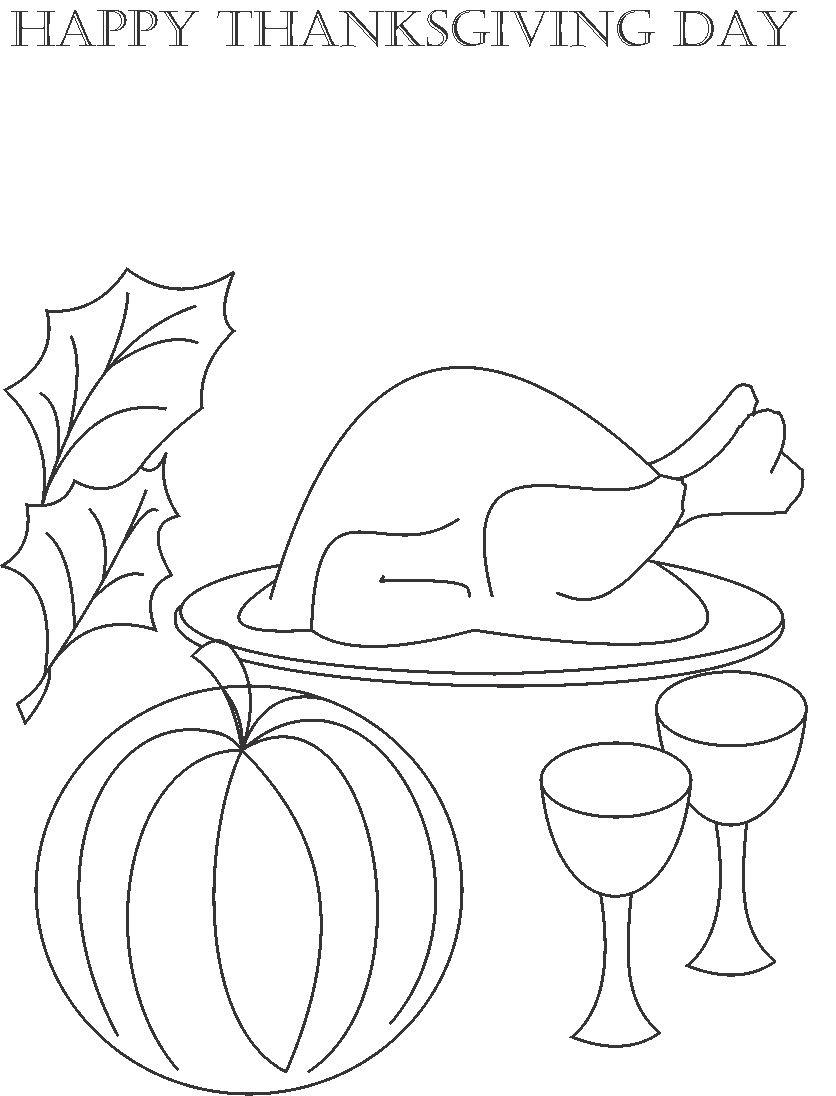 Happy Thanksgiving day Coloring Printable Page