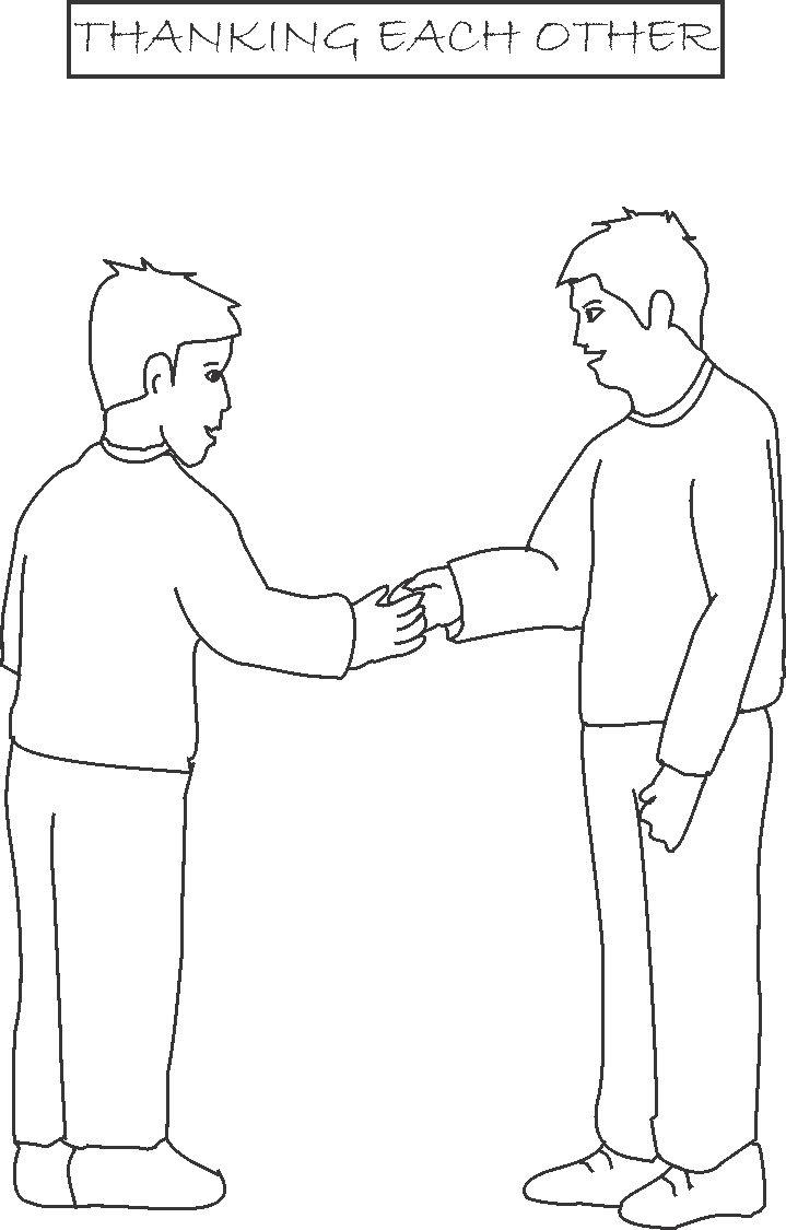 Thanking eachother printable coloring page