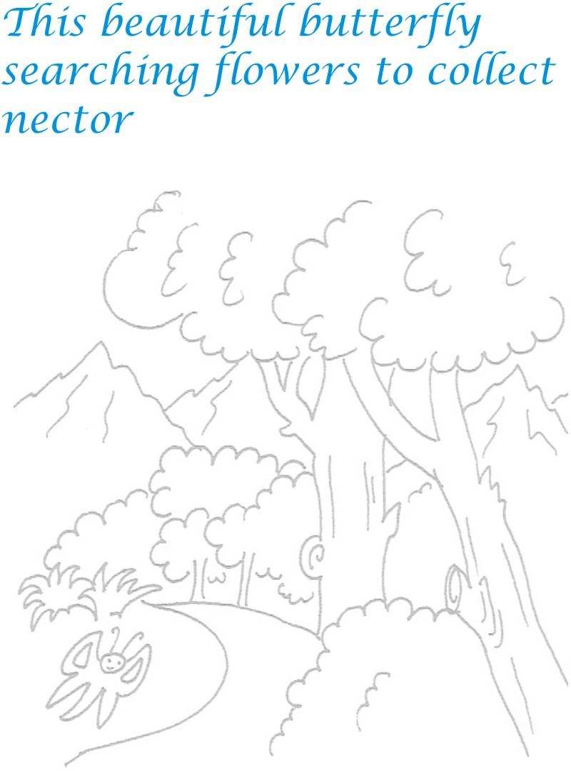 Jungle scenery Coloring Printable Page