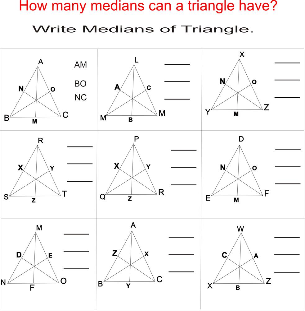 worksheet Types Of Triangles Worksheets medians of triangle