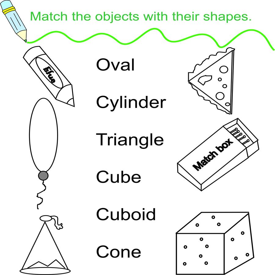 worksheet Matching Shapes To Objects Worksheets match objects and shapes
