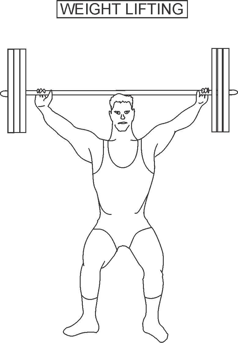 Weight lifting coloring printable page for kids