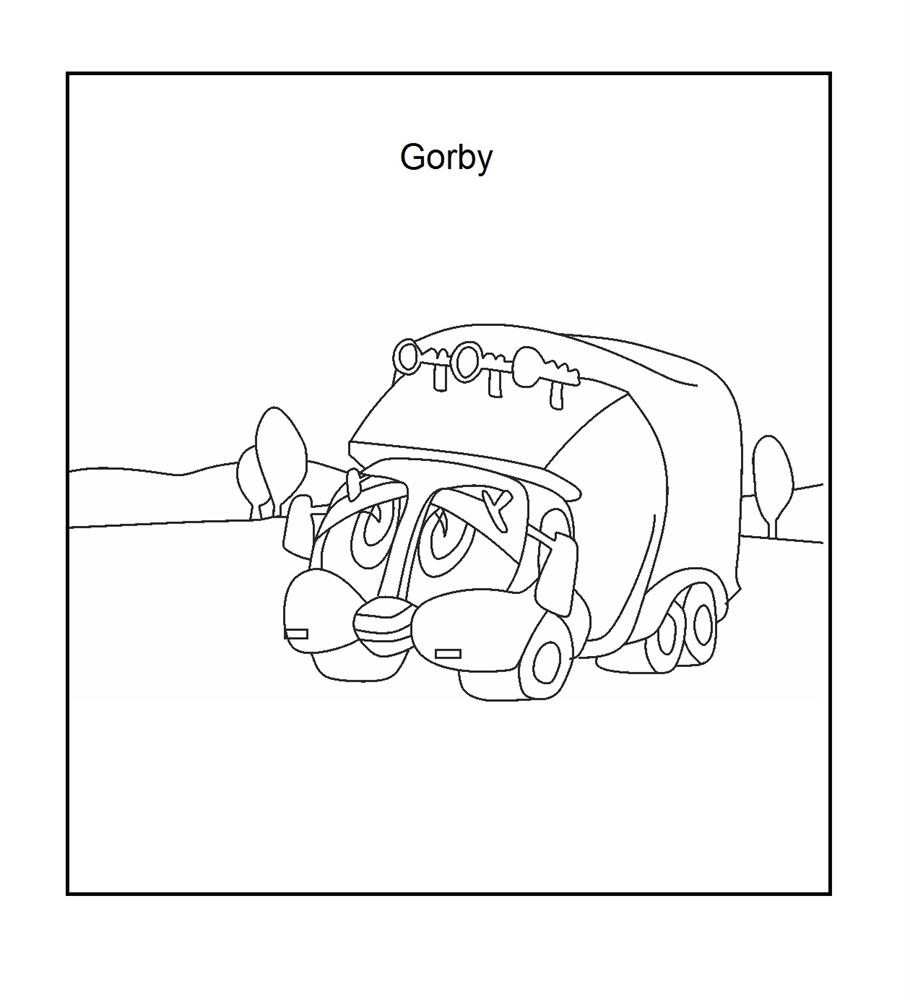 Gorby Garbage Truck coloring page for kids