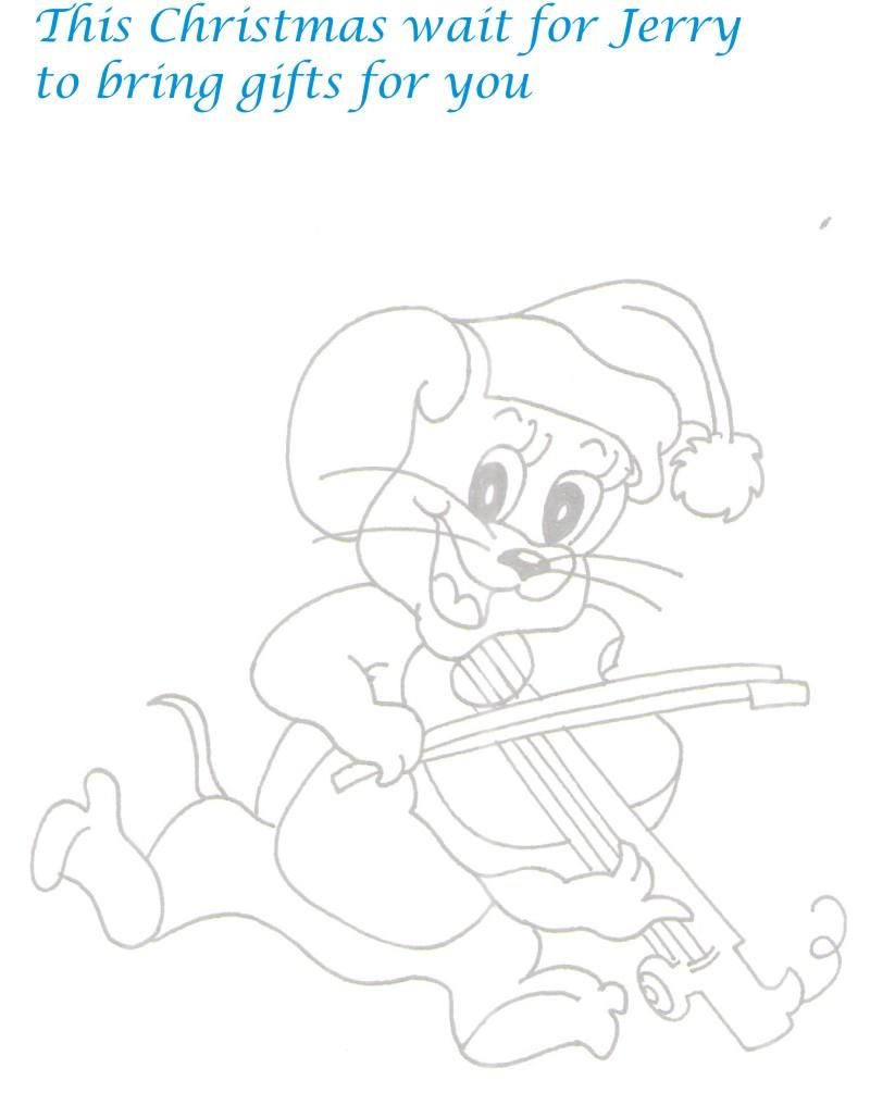 Jerry as Santa coloring printable page for kids