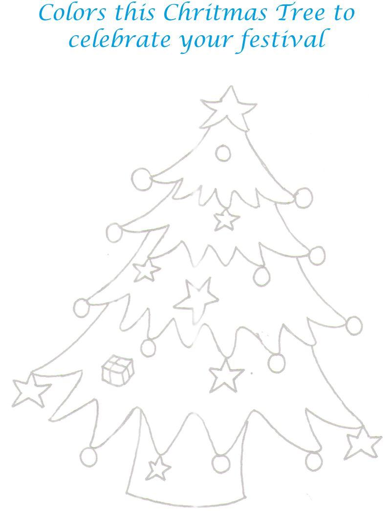 Christmas Tree printable coloring page for kids