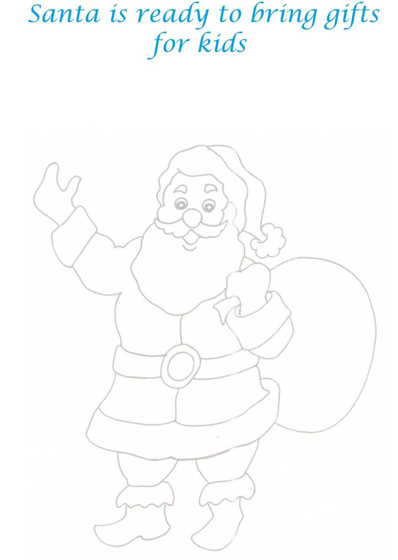 Santa with Gifts Bag coloring printable page