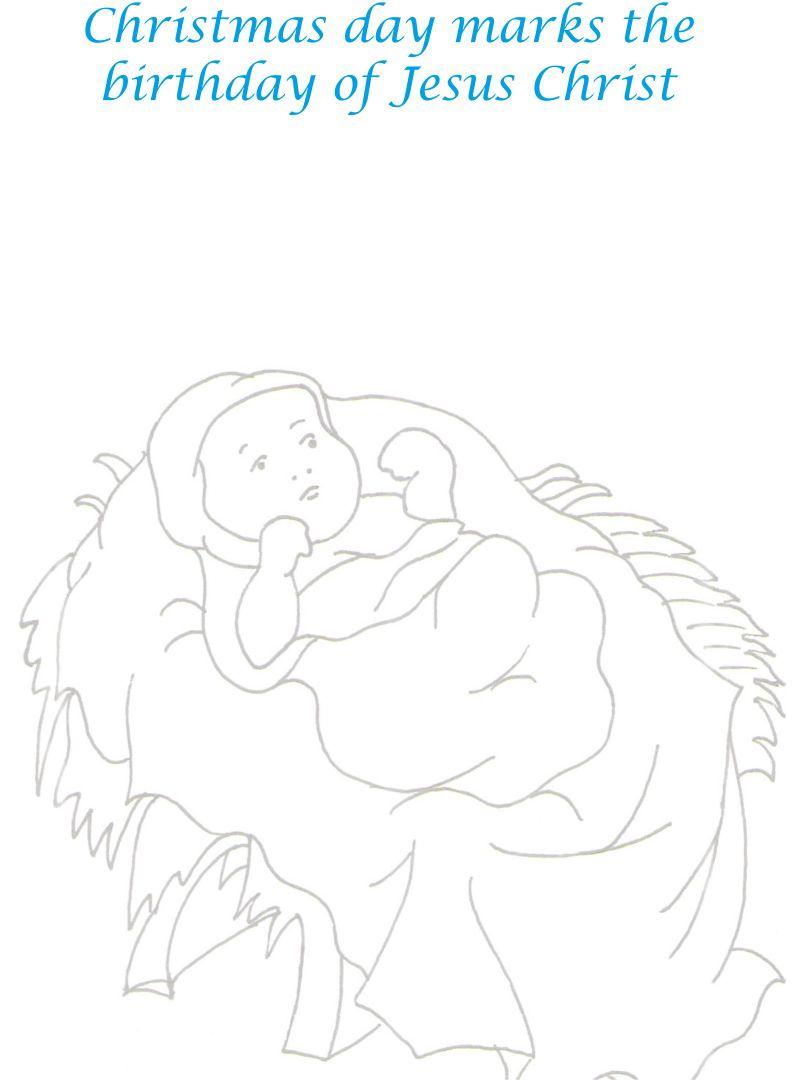 Jesus Christ Birth Coloring printable page for kids