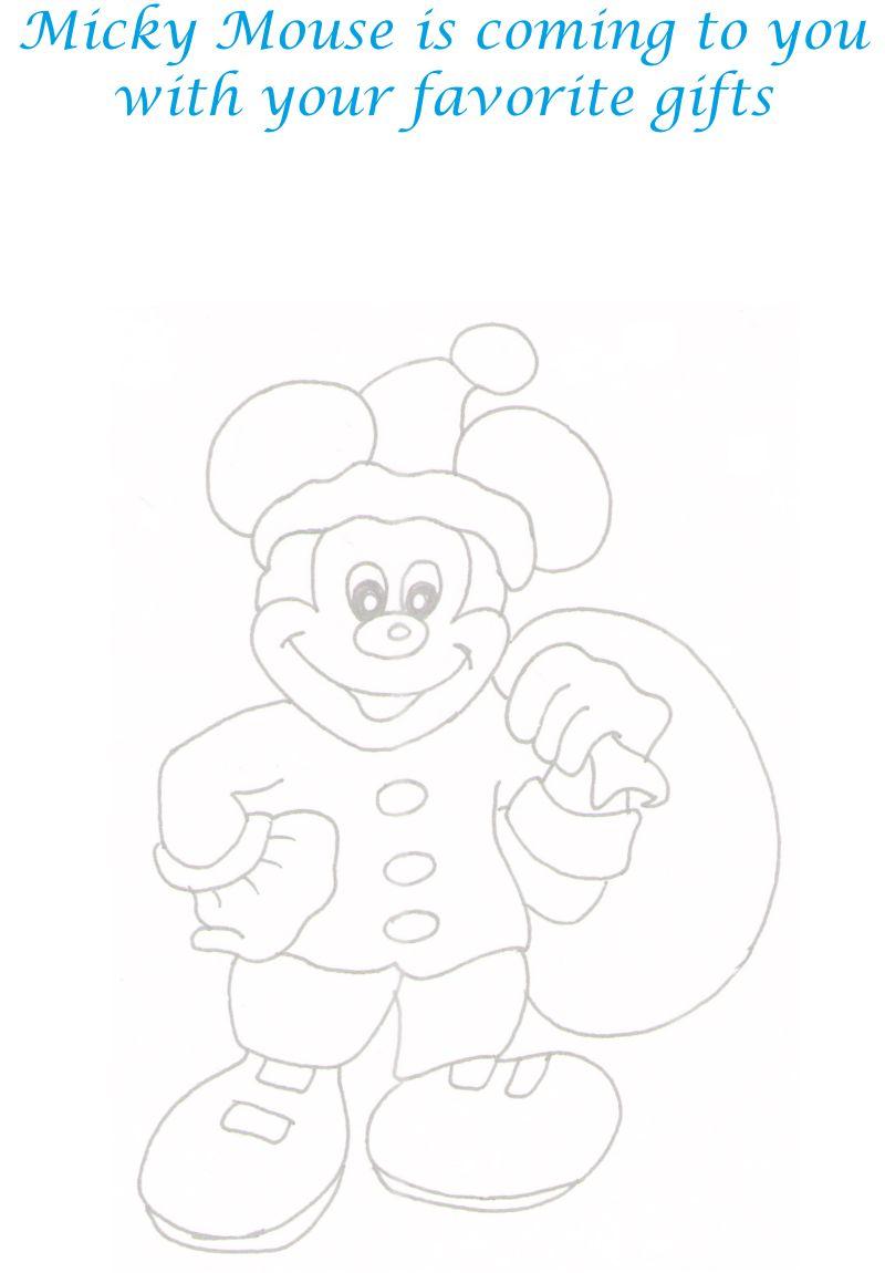 Mickey as Santa 2 coloring printable page for kids