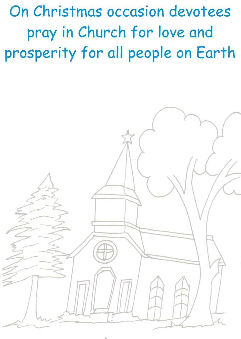 Decorated Church coloring printable worksheet
