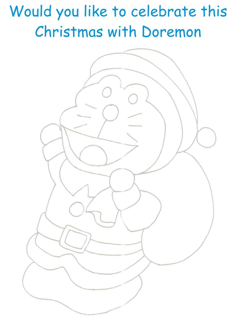 Doremon as Santa coloring page