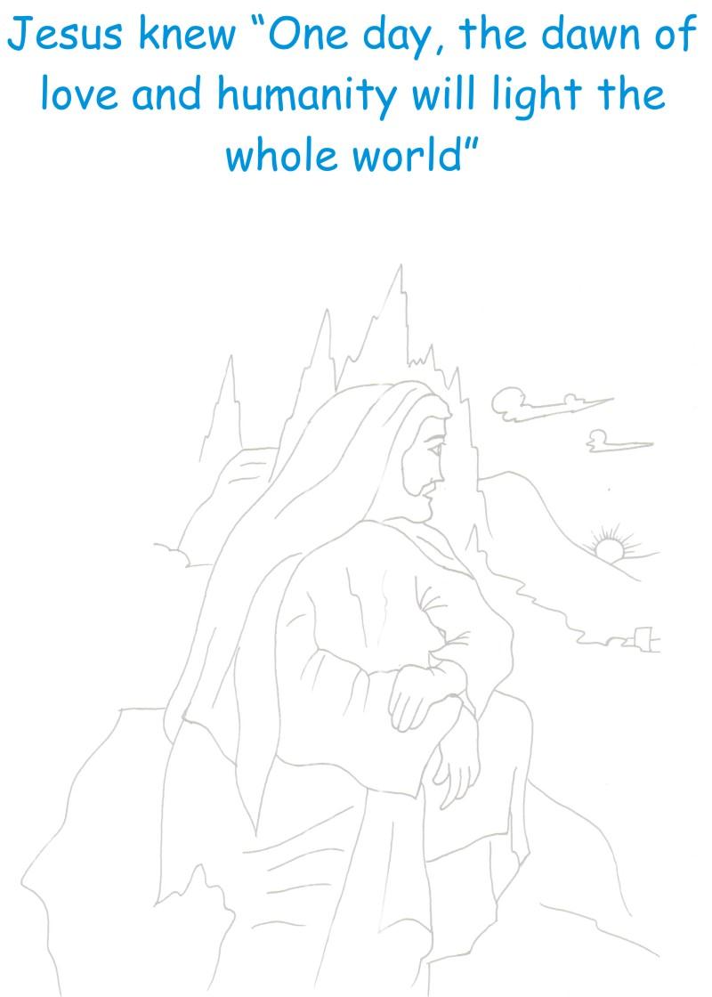 Jesus sees Dawn Coloring printable page for kids
