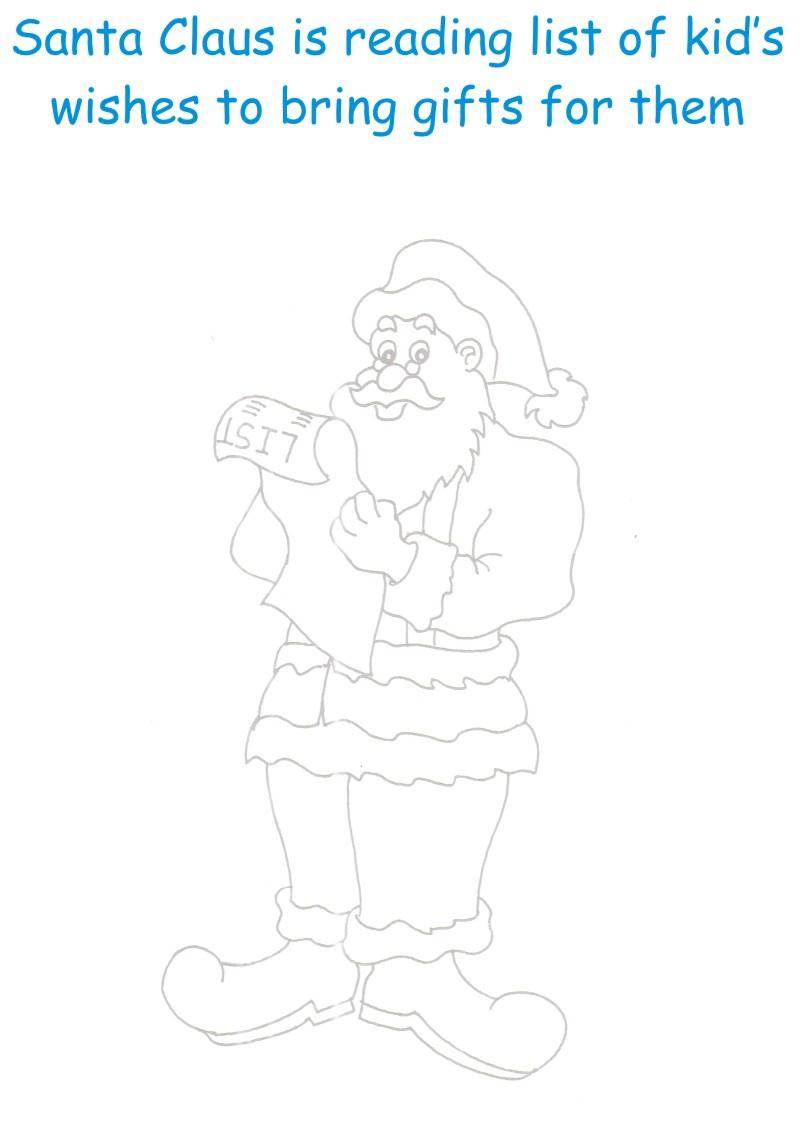 Santa with Gifts List coloring page