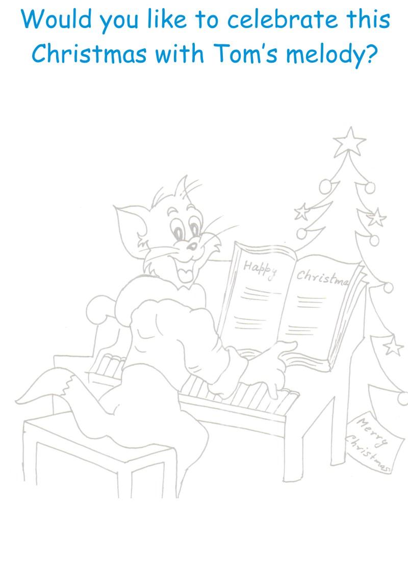 Christmas with Tom cat Coloring printable page