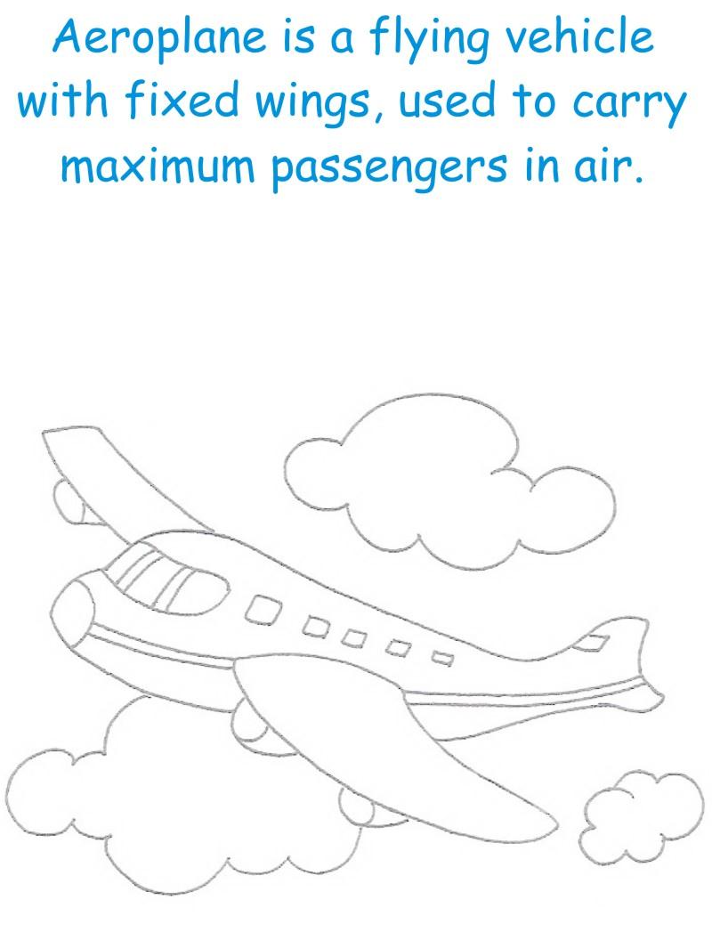 Aeroplan printable coloring page for kids