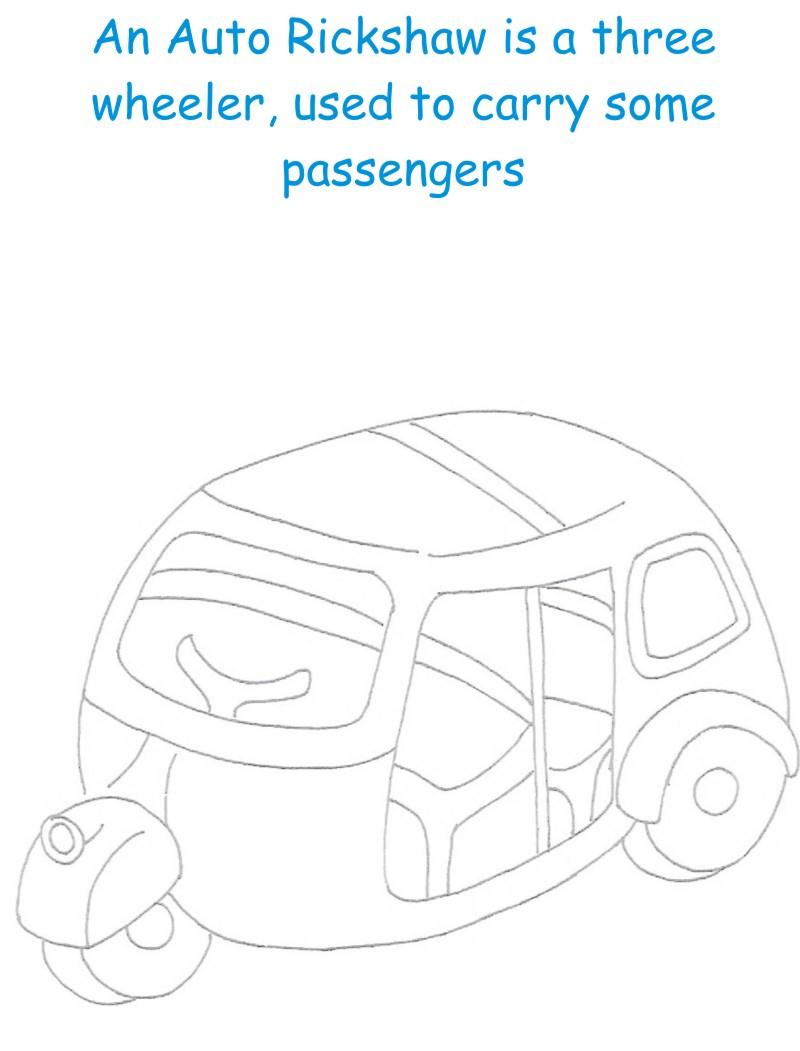 Auto Rickshaw printable coloring page for kids