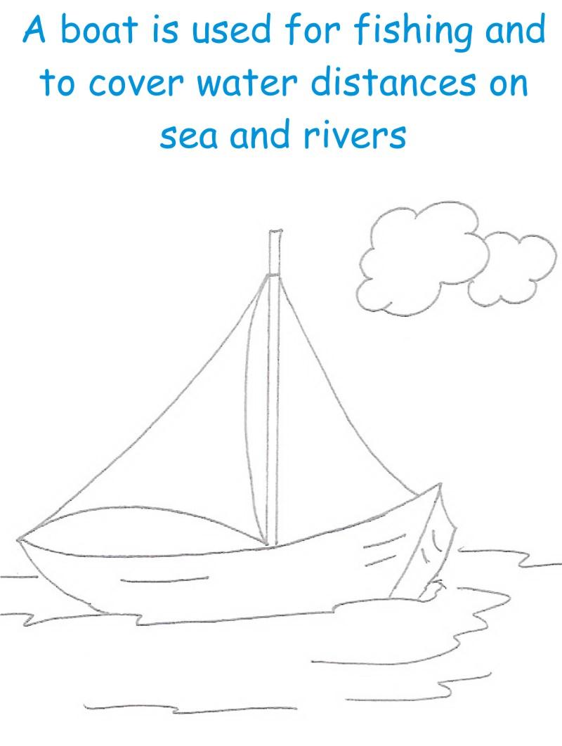 Boat printable coloring page for kids