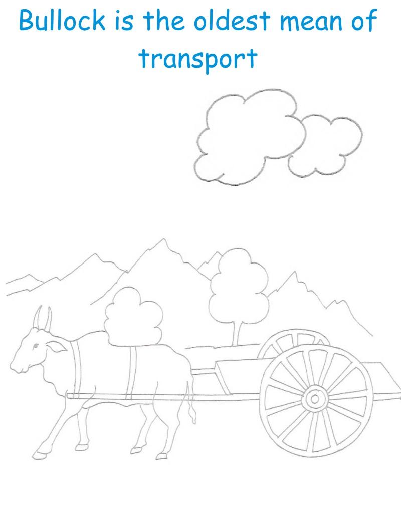 Bullock Cart printable coloring page for kids
