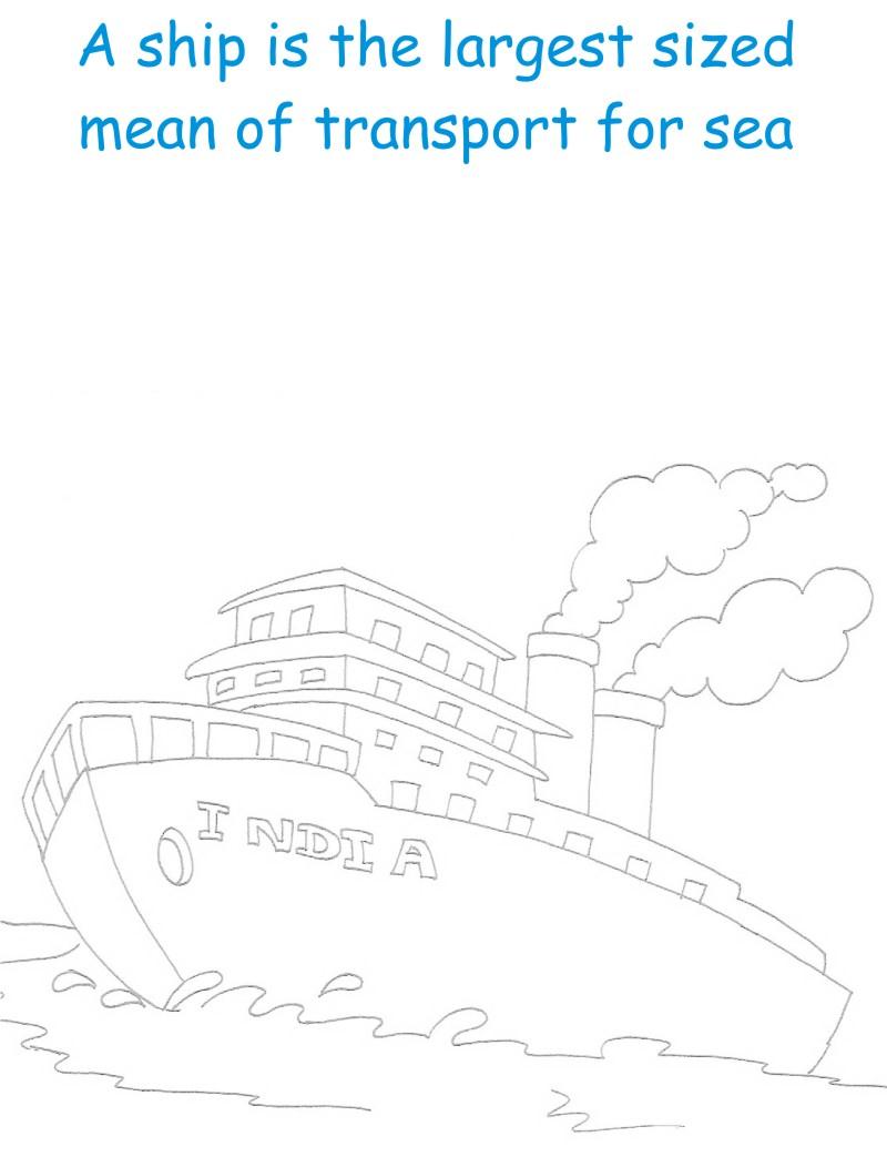 Ship printable coloring page for kids